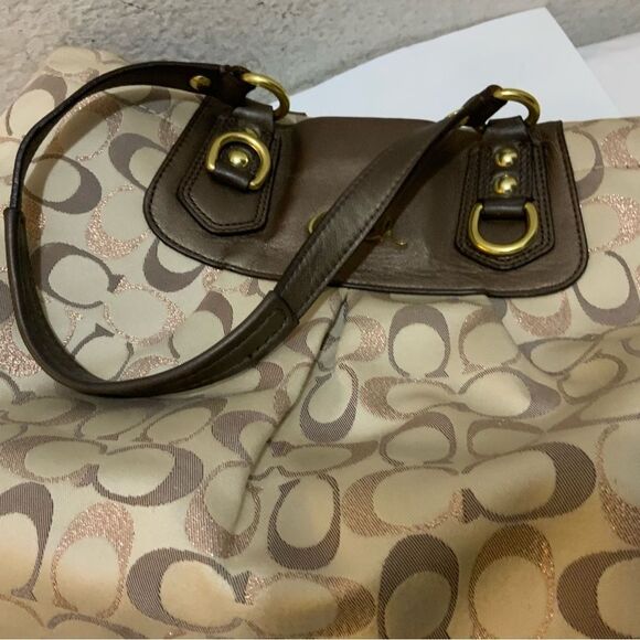 Coach Ashley Signature Handbag Purse Sateen Bag 3-Color Metallic B1271-F20263 - Picture 11 of 14